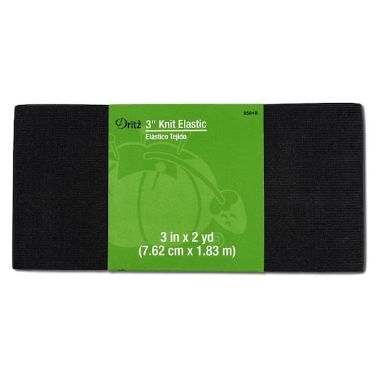 3" Black Knit Elastic - 2 Yards